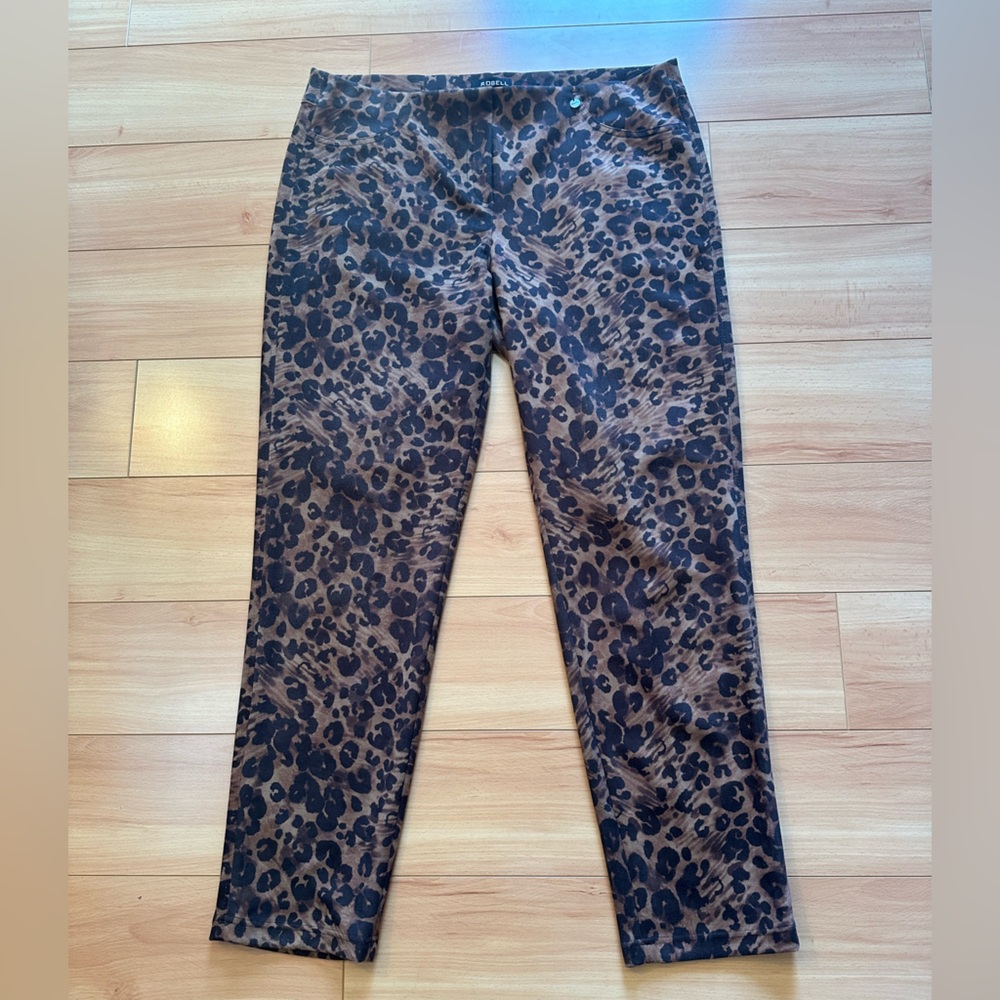 NWOT Robell leopard pants modell bella soft brown black stretch animal leggings